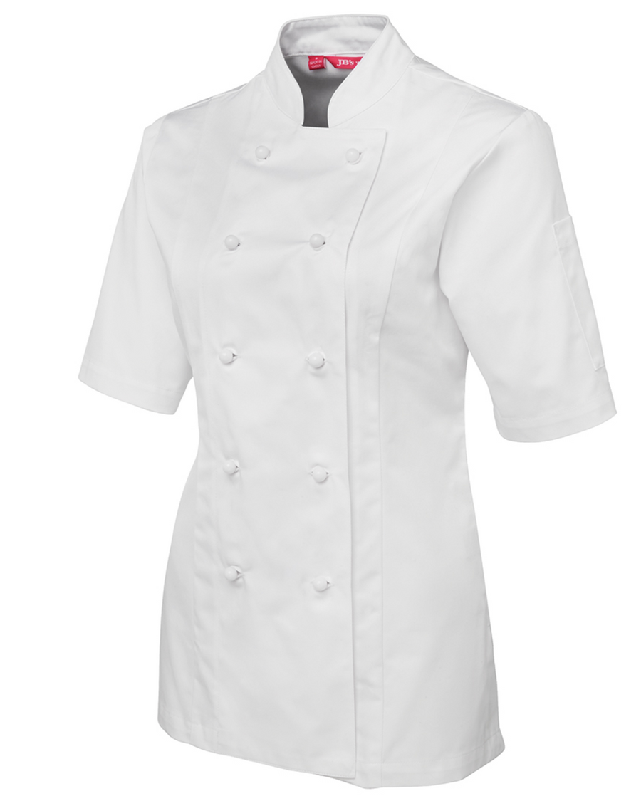 ACTIV EMBROIDERY DESIGNS. UNIFORMS. SHORT SLEEVE CHEF'S JACKET. LADIES.