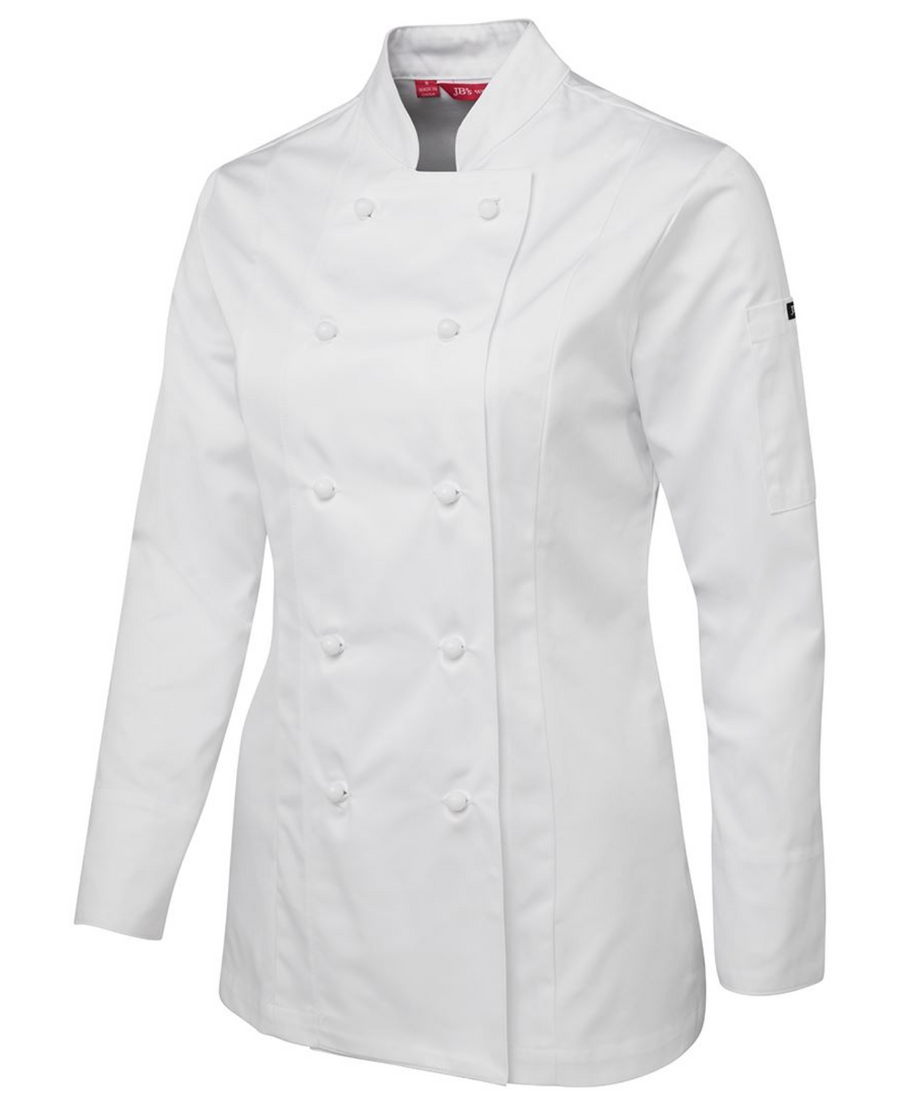 ACTIV EMBROIDERY DESIGNS. UNIFORMS. LONG SLEEVE CHEF'S JACKET. LADIES.