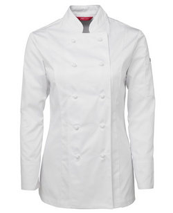 ACTIV EMBROIDERY DESIGNS. UNIFORMS. LONG SLEEVE CHEF'S JACKET. LADIES.