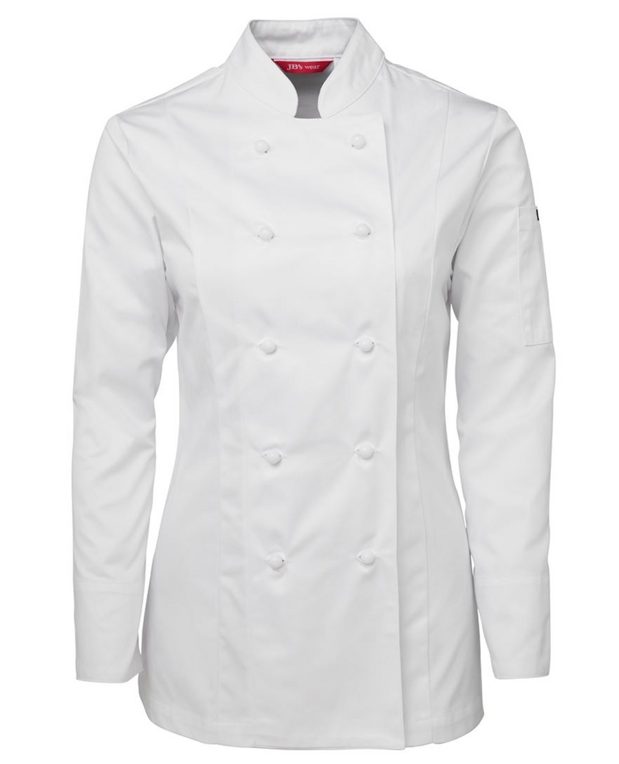 ACTIV EMBROIDERY DESIGNS. UNIFORMS. LONG SLEEVE CHEF'S JACKET. LADIES.