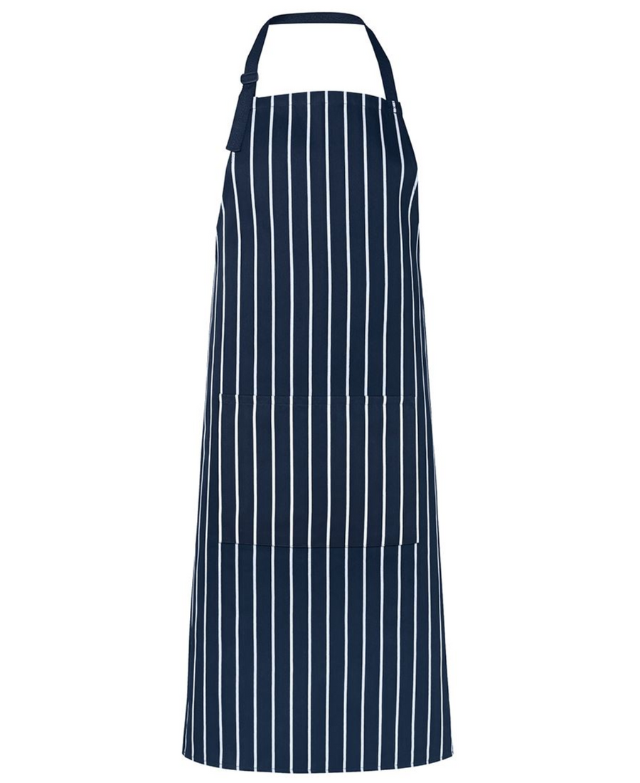 ACTIV EMBROIDERY DESIGNS. UNIFORMS. BIB STRIPED APRON WITH POCKET.