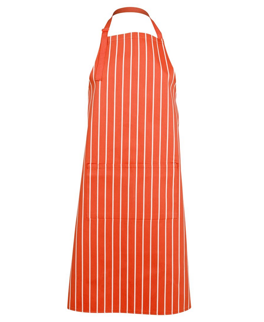 ACTIV EMBROIDERY DESIGNS. UNIFORMS. BIB STRIPED APRON WITH POCKET.