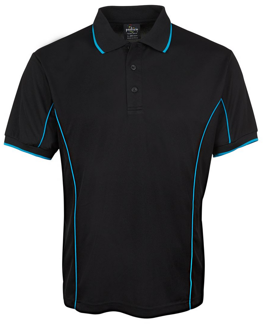 ACTIV EMBROIDERY DESIGNS. UNIFORMS. SHORT SLEEVE PIPING POLO. MENS.