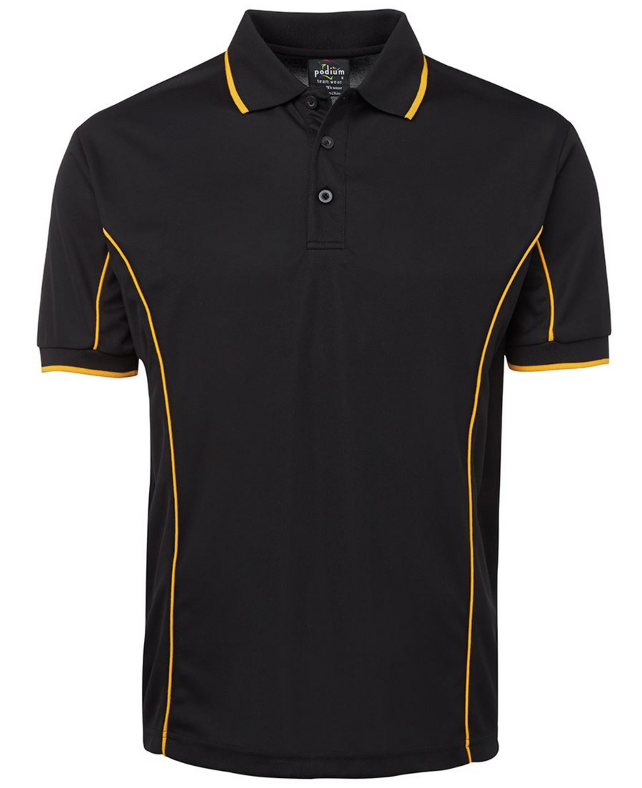 ACTIV EMBROIDERY DESIGNS. UNIFORMS. SHORT SLEEVE PIPING POLO. MENS.