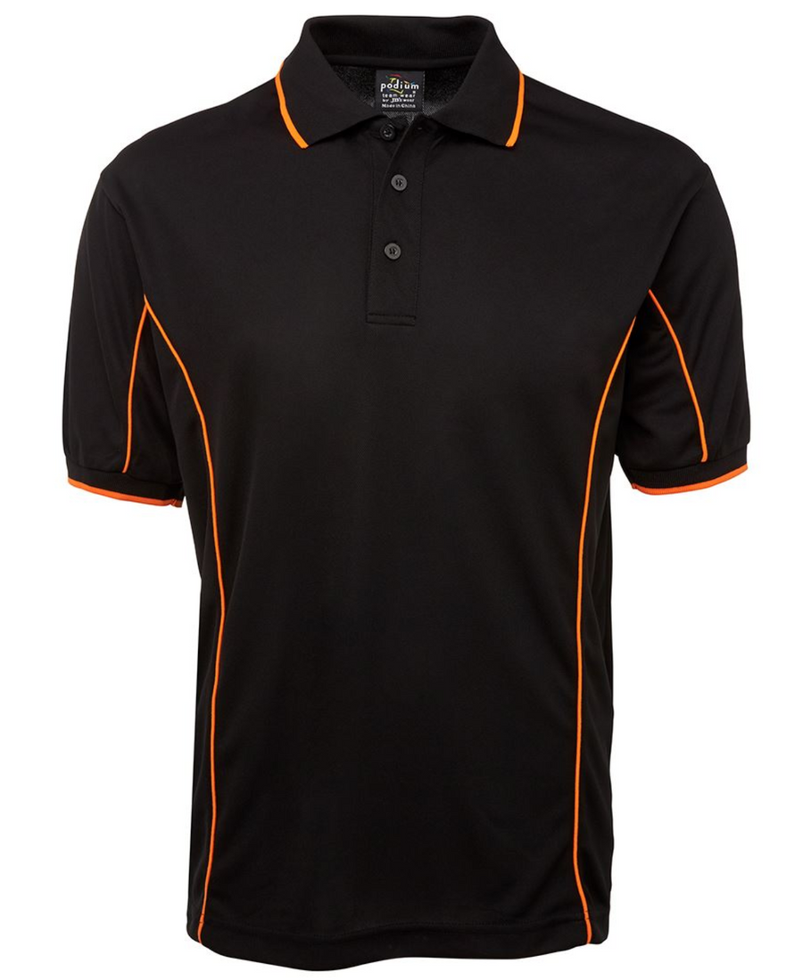 ACTIV EMBROIDERY DESIGNS. UNIFORMS. SHORT SLEEVE PIPING POLO. MENS.