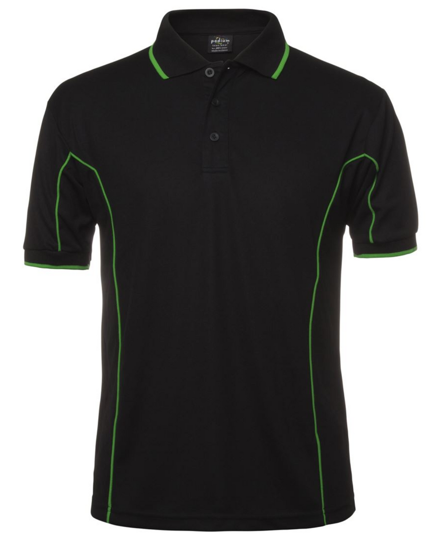 ACTIV EMBROIDERY DESIGNS. UNIFORMS. SHORT SLEEVE PIPING POLO. MENS.