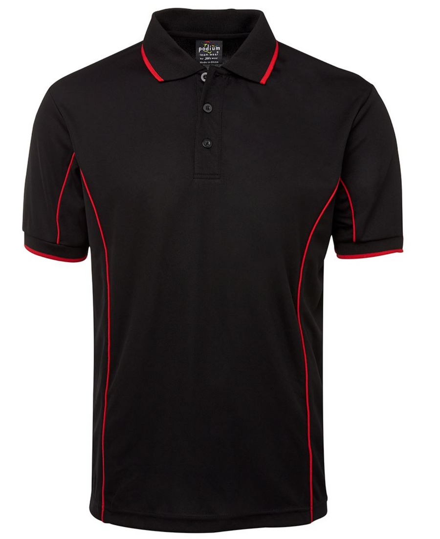 ACTIV EMBROIDERY DESIGNS. UNIFORMS. SHORT SLEEVE PIPING POLO. MENS.