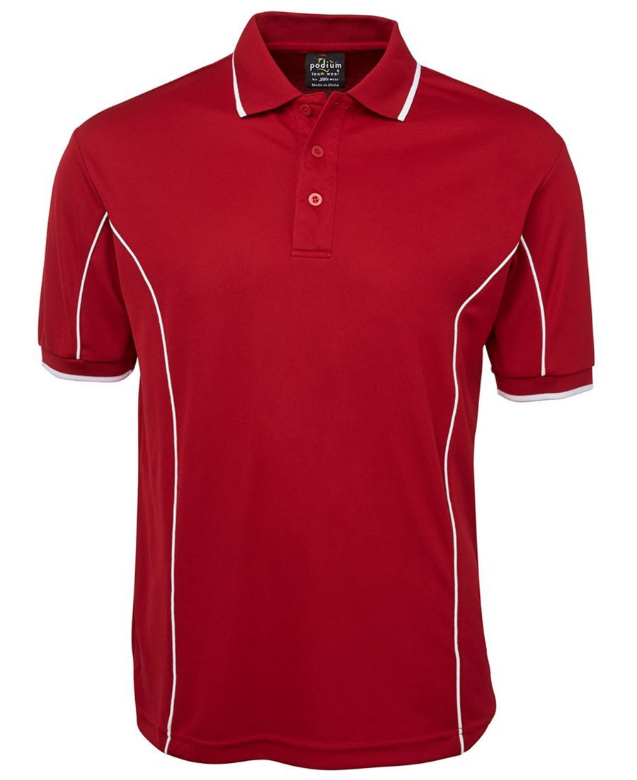 ACTIV EMBROIDERY DESIGNS. UNIFORMS. SHORT SLEEVE PIPING POLO. MENS.