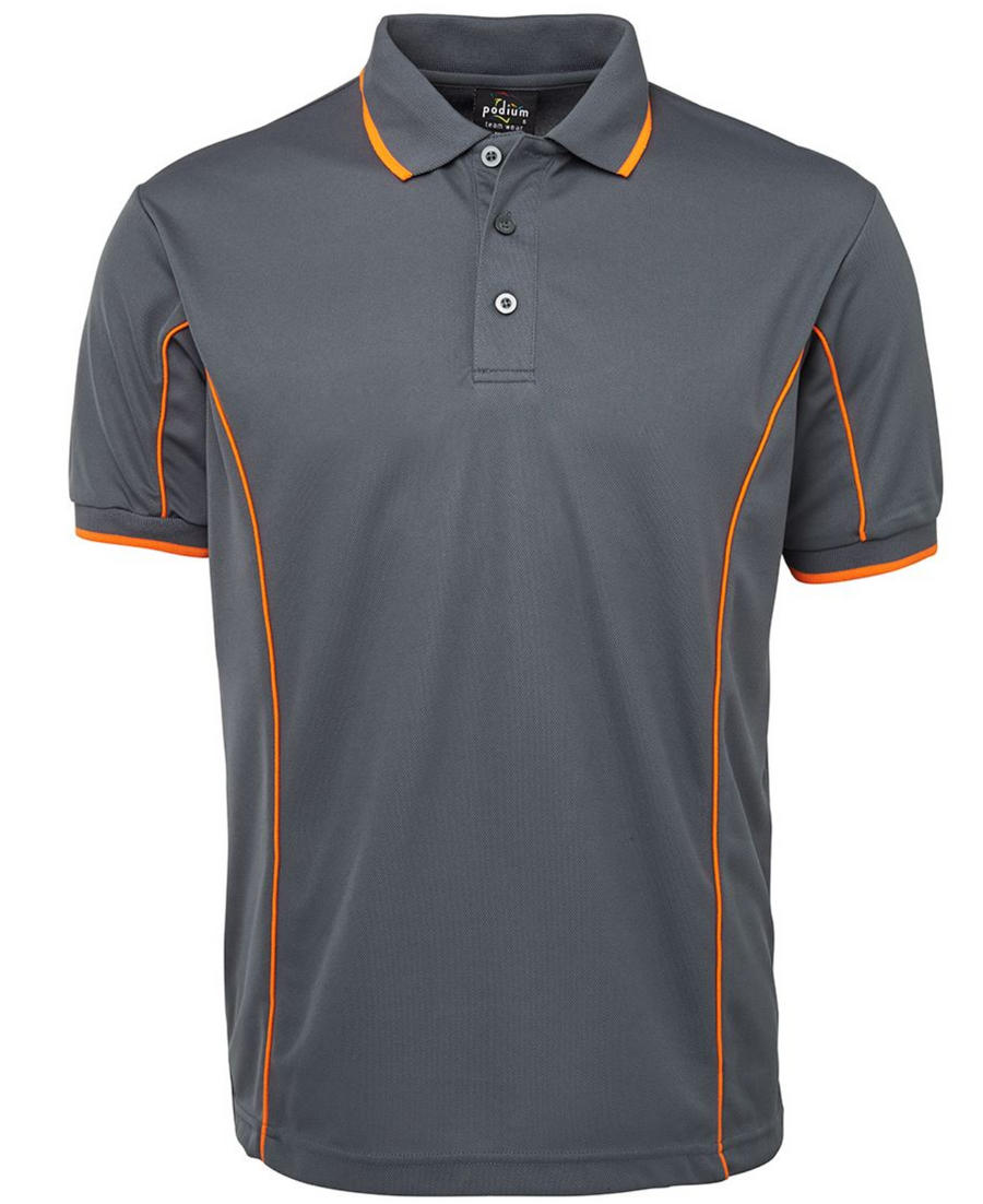 ACTIV EMBROIDERY DESIGNS. UNIFORMS. SHORT SLEEVE PIPING POLO. MENS.