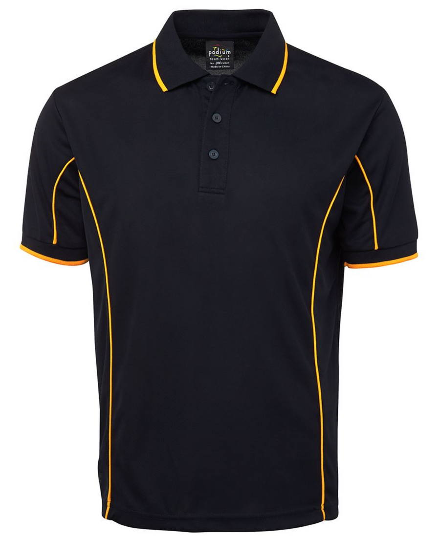 ACTIV EMBROIDERY DESIGNS. UNIFORMS. SHORT SLEEVE PIPING POLO. MENS.