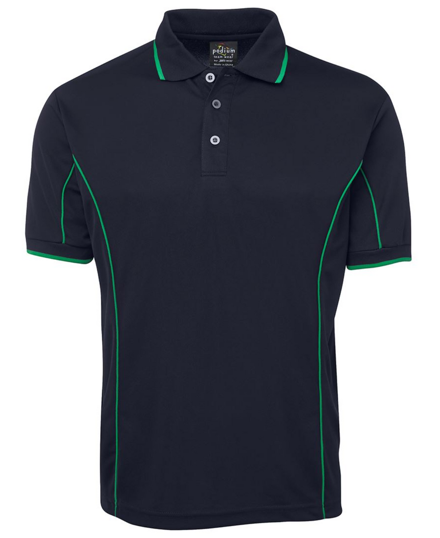ACTIV EMBROIDERY DESIGNS. UNIFORMS. SHORT SLEEVE PIPING POLO. MENS.