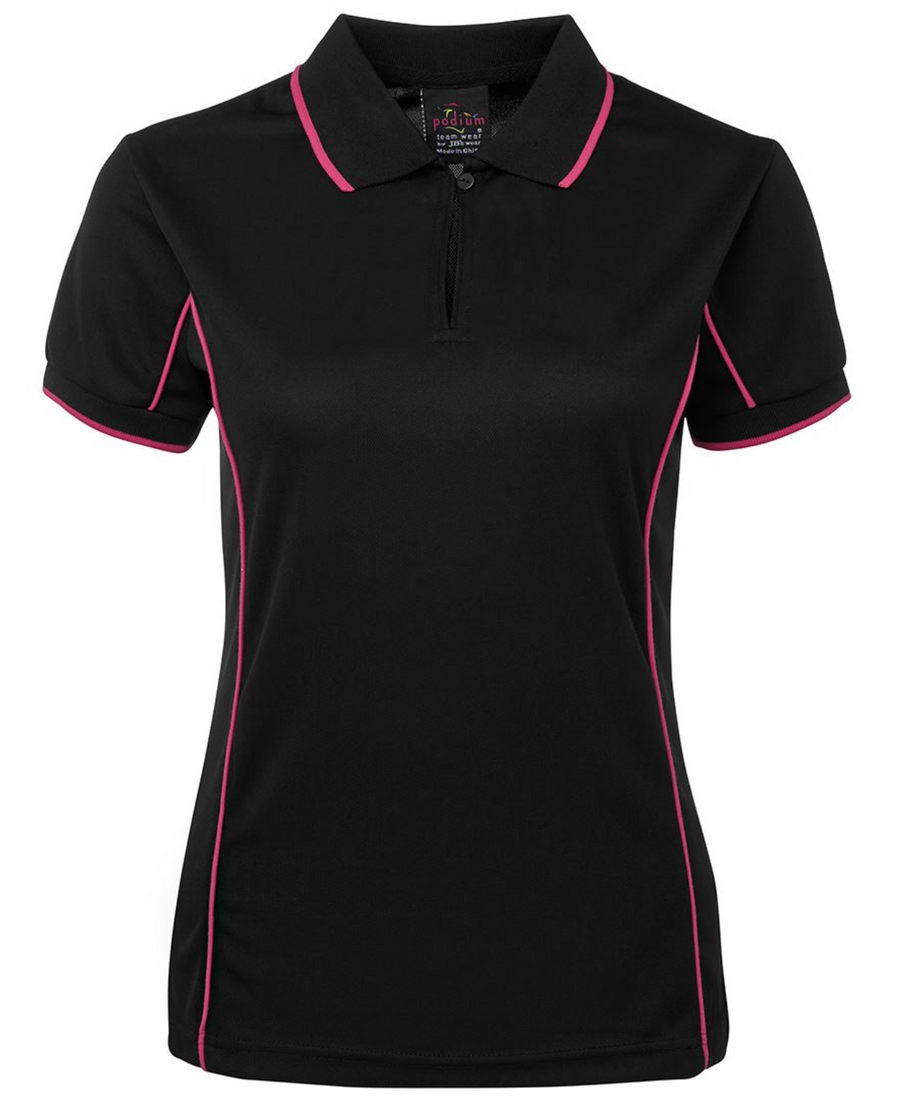 ACTIV EMBROIDERY DESIGNS. UNIFORMS. SHORT SLEEVE PIPING POLO. LADIES.
