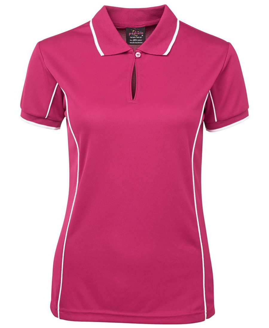 ACTIV EMBROIDERY DESIGNS. UNIFORMS. SHORT SLEEVE PIPING POLO. LADIES.