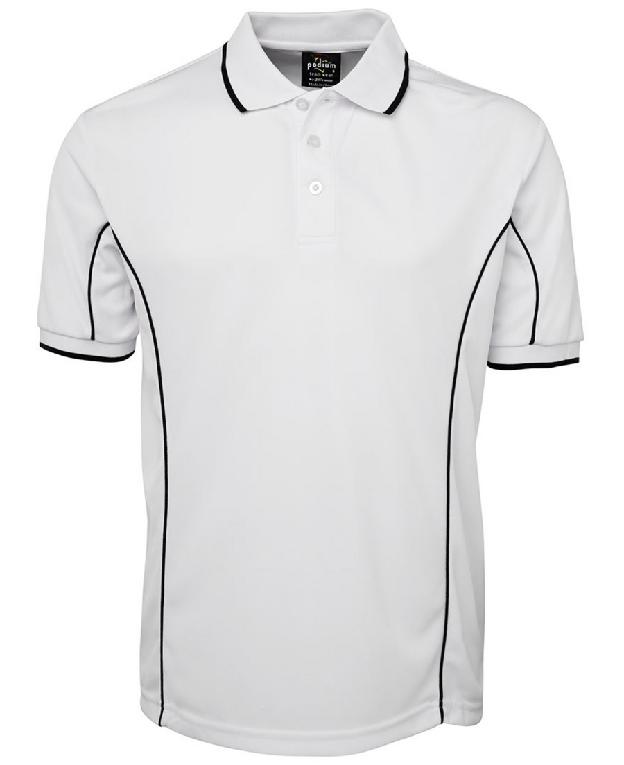 ACTIV EMBROIDERY DESIGNS. UNIFORMS. SHORT SLEEVE PIPING POLO. MENS.
