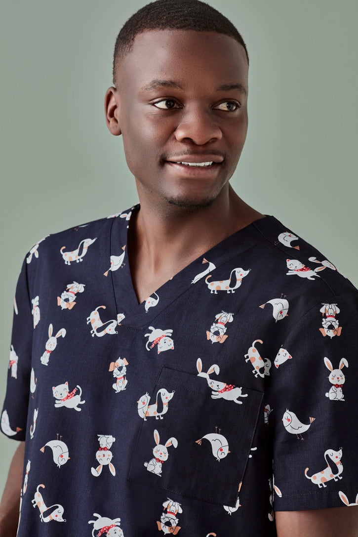 Mens Best Friends Scrub Top