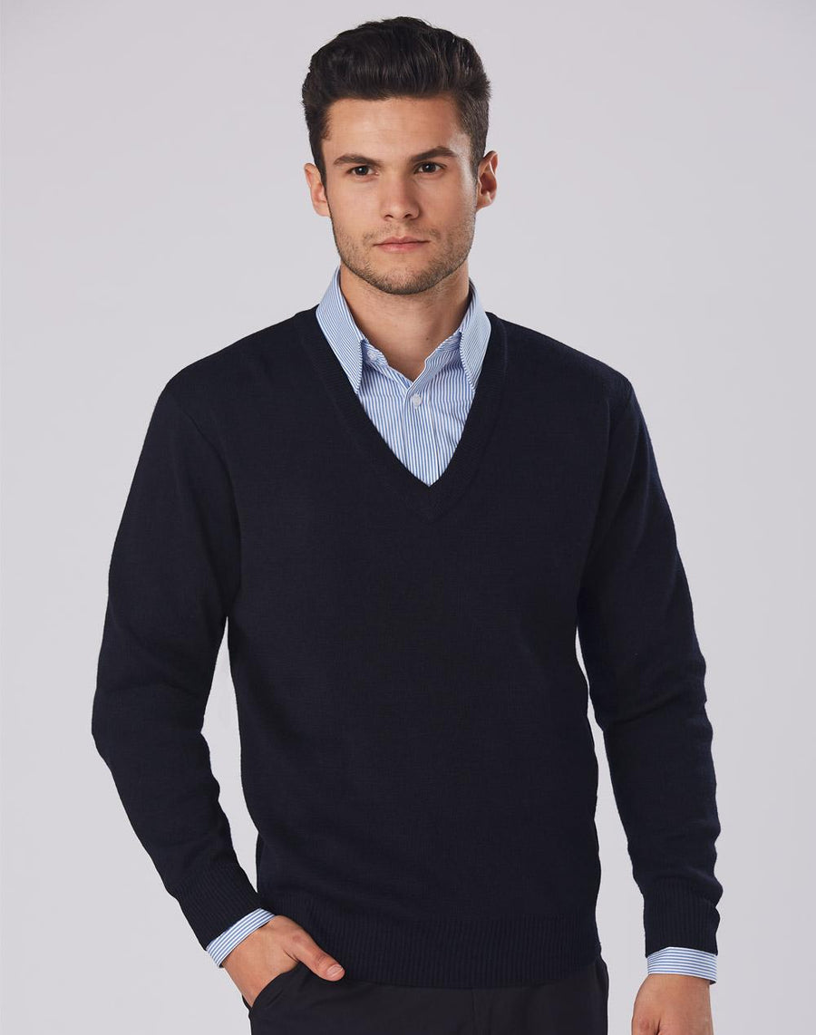 Unisex Wool/ Acrylic V-Neck Jumper