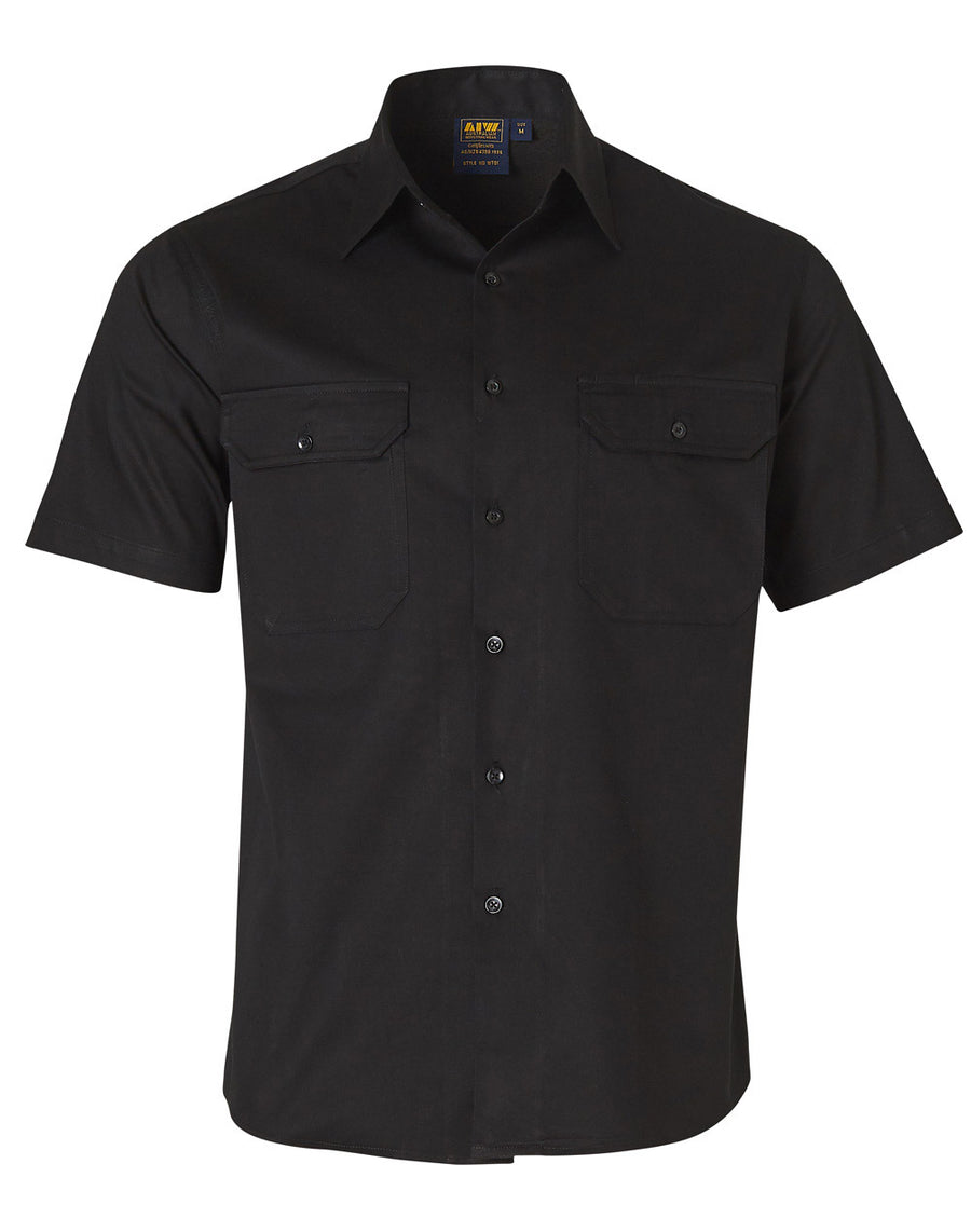 155gsm Cool-Breeze Cotton Short Sleeve Work Shirt (Mens)
