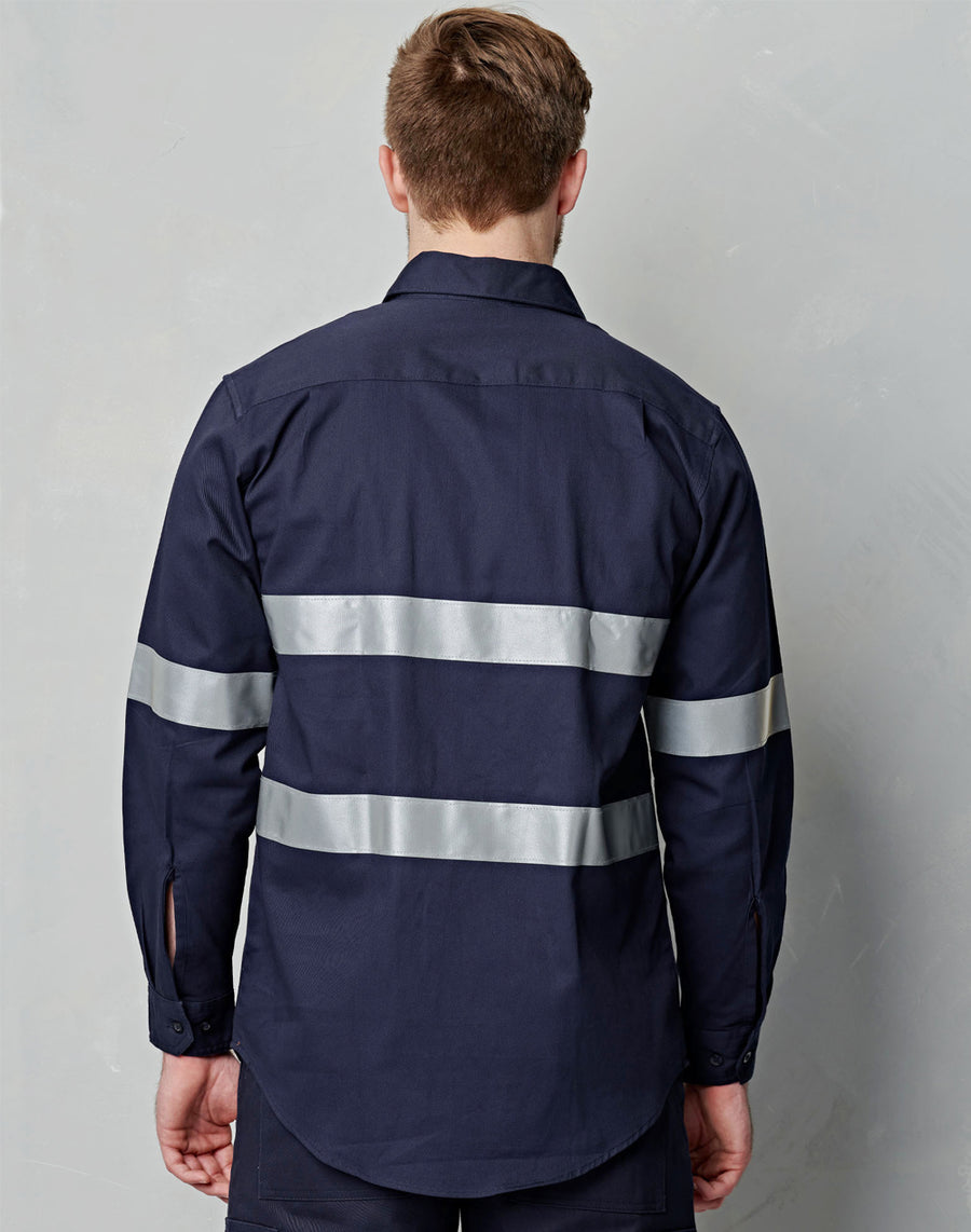 190gsm Cotton Drill Long Sleeve Work Shirt with 3M Tapes (Mens)