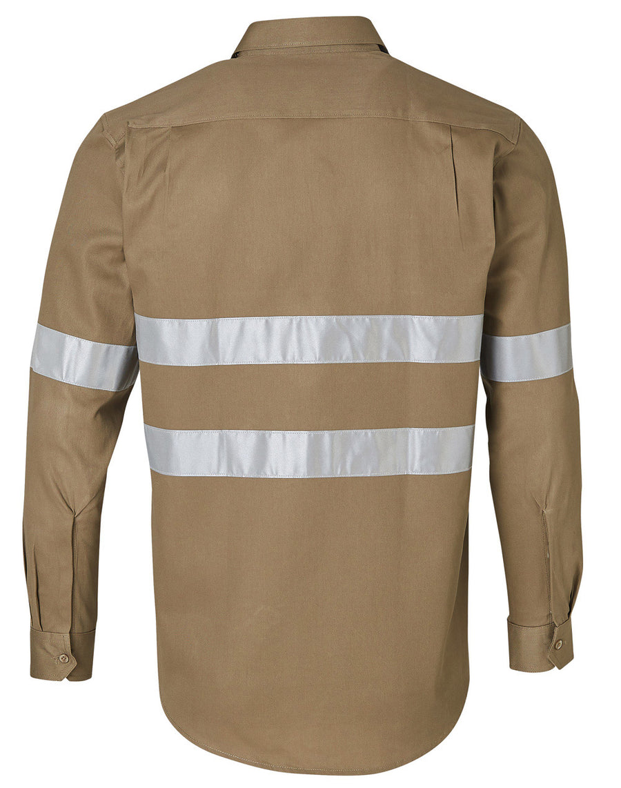 190gsm Cotton Drill Long Sleeve Work Shirt with 3M Tapes (Mens)