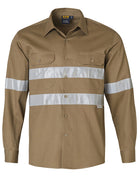 190gsm Cotton Drill Long Sleeve Work Shirt with 3M Tapes (Mens)
