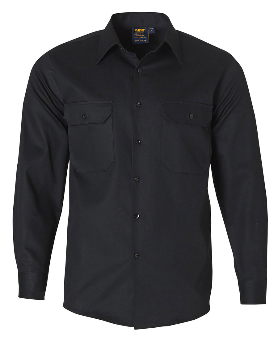 190gsm Cotton Drill Long Sleeve Work Shirt (Mens)