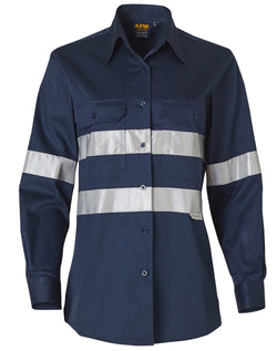 190gsm Cotton Drill Long Sleeve Safety Shirt with 3M Tapes (Ladies)