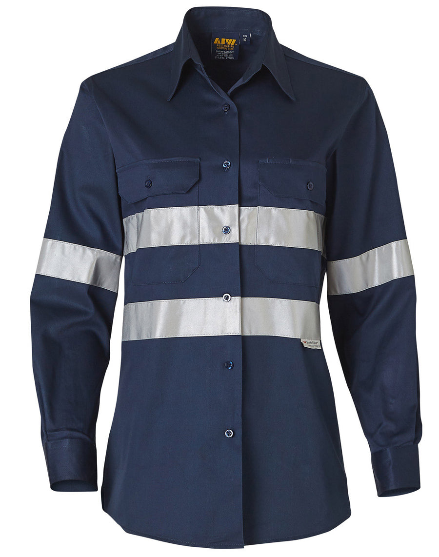 190gsm Cotton Drill Long Sleeve Safety Shirt with 3M Tapes (Ladies)