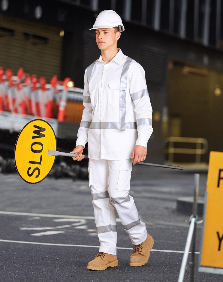 White Safety Shirt With X Back Biomotion Tape Configuration