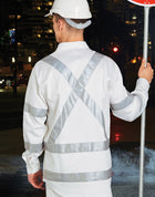 White Safety Shirt With X Back Biomotion Tape Configuration
