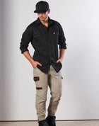 Stretch Long Sleeve Work Shirt With 2 Front Flap Pockets (Mens)