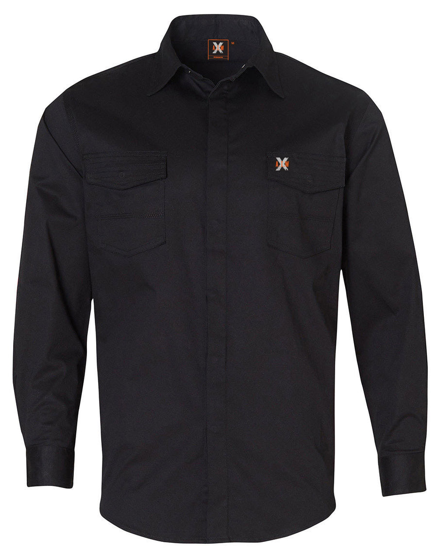 Stretch Long Sleeve Work Shirt With 2 Front Flap Pockets (Mens)