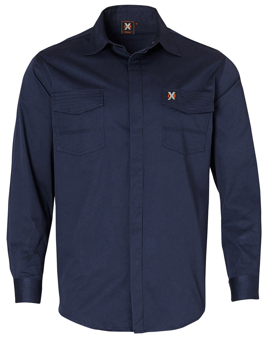 Stretch Long Sleeve Work Shirt With 2 Front Flap Pockets (Mens)