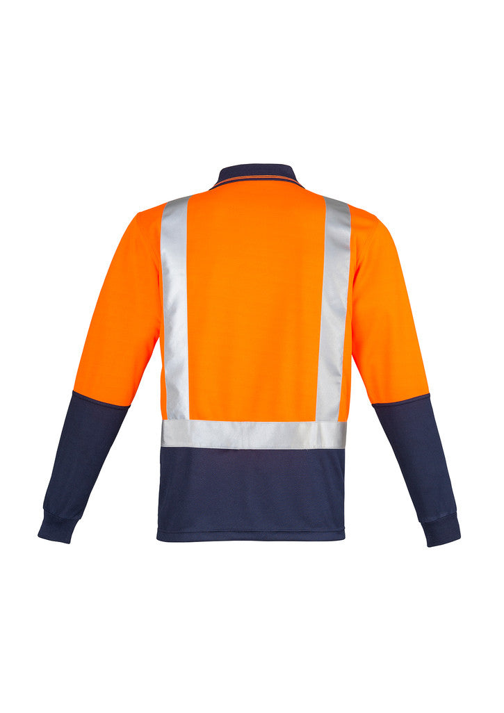 Mens Hi Vis Spliced Polo - Long Sleeve Shoulder Taped