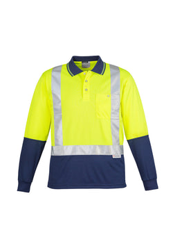 ACTIV EMBROIDERY DESIGNS.WORKWEAR.Mens Hi Vis Spliced Polo - Long Sleeve Shoulder Taped