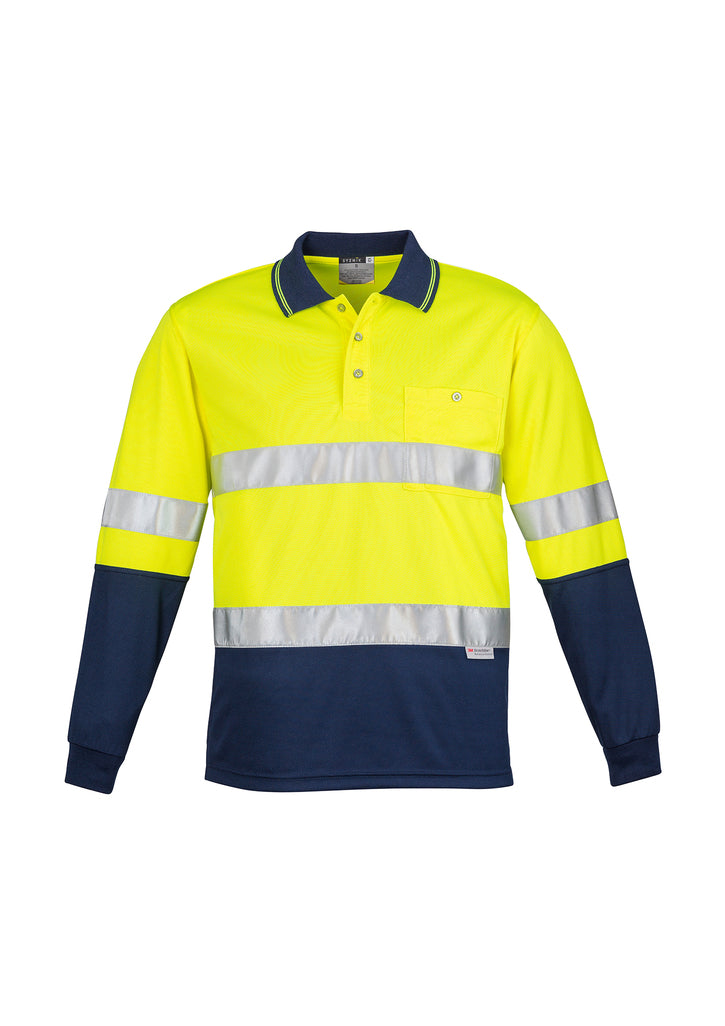 Hi Vis Spliced L/S Polo -  Hoop Taped (Mens)