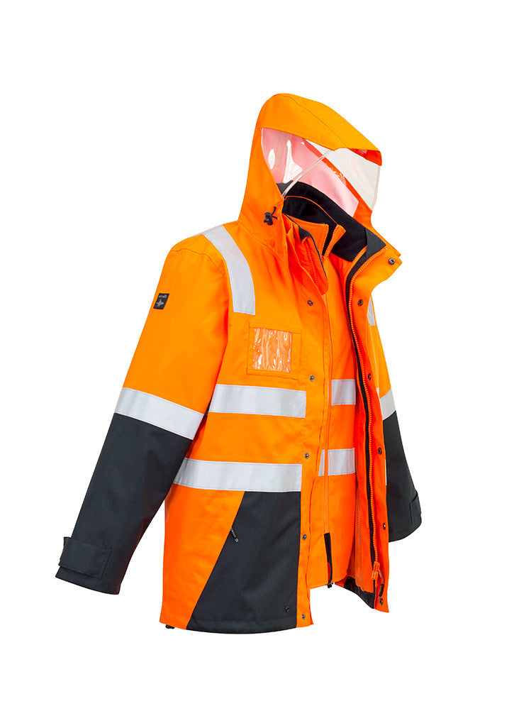 ACTIV EMBROIDERY DESIGNS. UNIFORMS. HI VIS 4 IN 1 WATERPROOF JACKET. MENS.