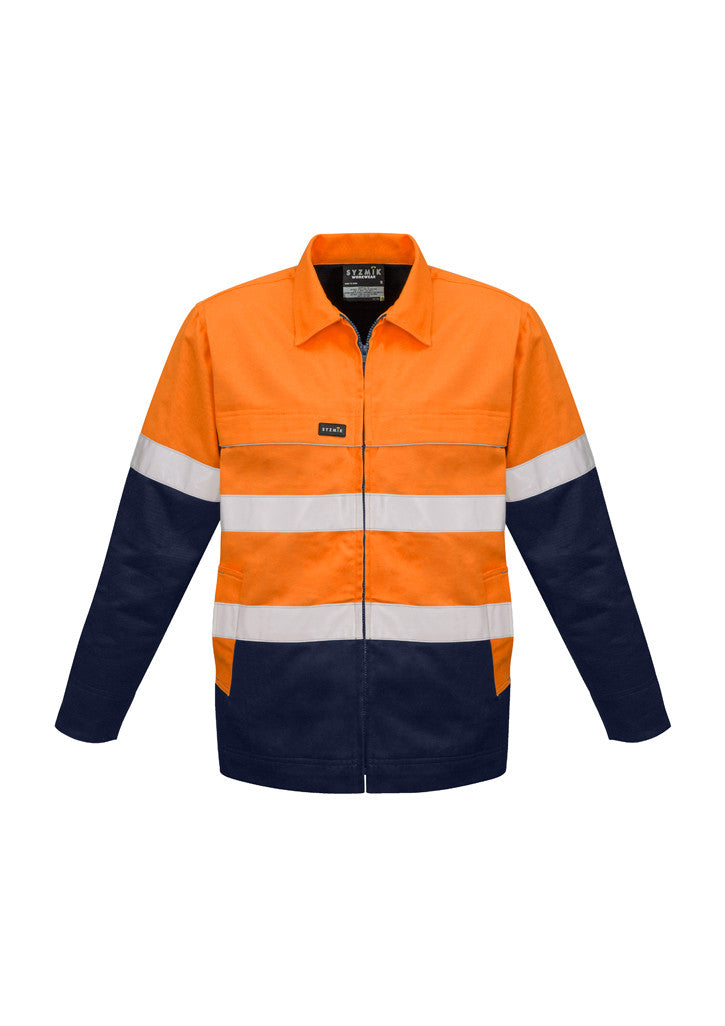 ACTIV EMBROIDERY DESIGNS. UNIFORMS. HI VIS COTTON DRILL JACKET. MENS.