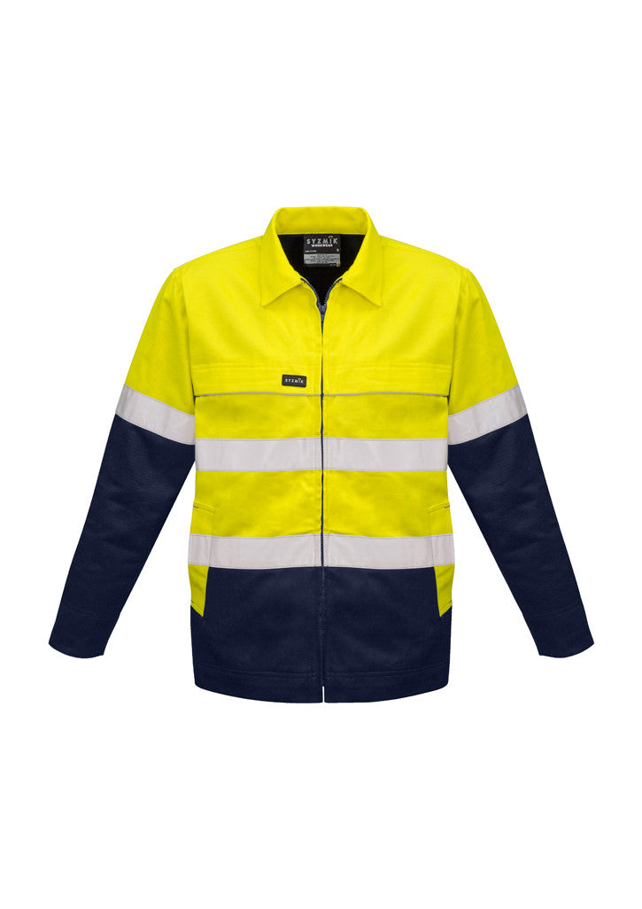 ACTIV EMBROIDERY DESIGNS. UNIFORMS. HI VIS COTTON DRILL JACKET. MENS.