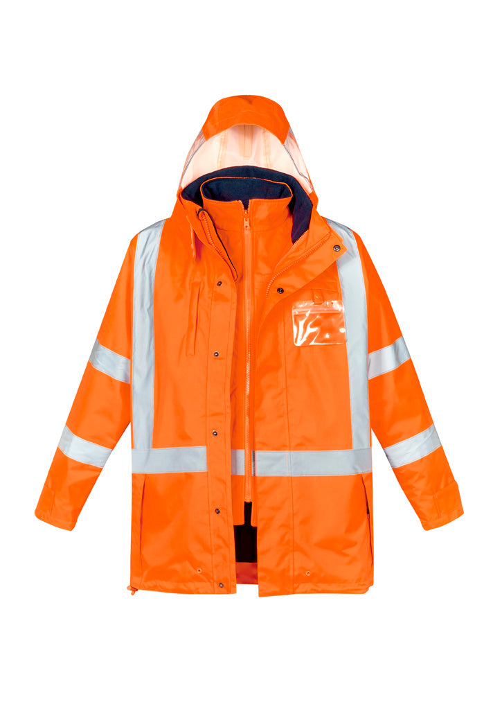 ZJ616 SYZMIK Mens Hi Vis X Back Taped 4 in 1 Waterproof Jacket