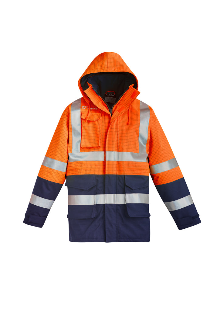 ACTIV EMBROIDERY DESIGNS. UNIFORMS. FR ARC RATED STATIC WATERPROOF JACKET. MENS.