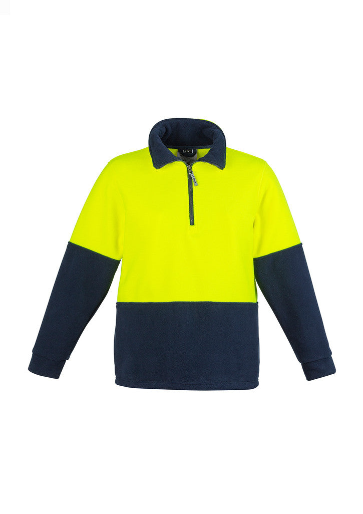 ACTIV EMBROIDERY DESIGNS. UNIFORMS. HI VIS HALF ZIP FLEECE JUMPER. UNISEX.
