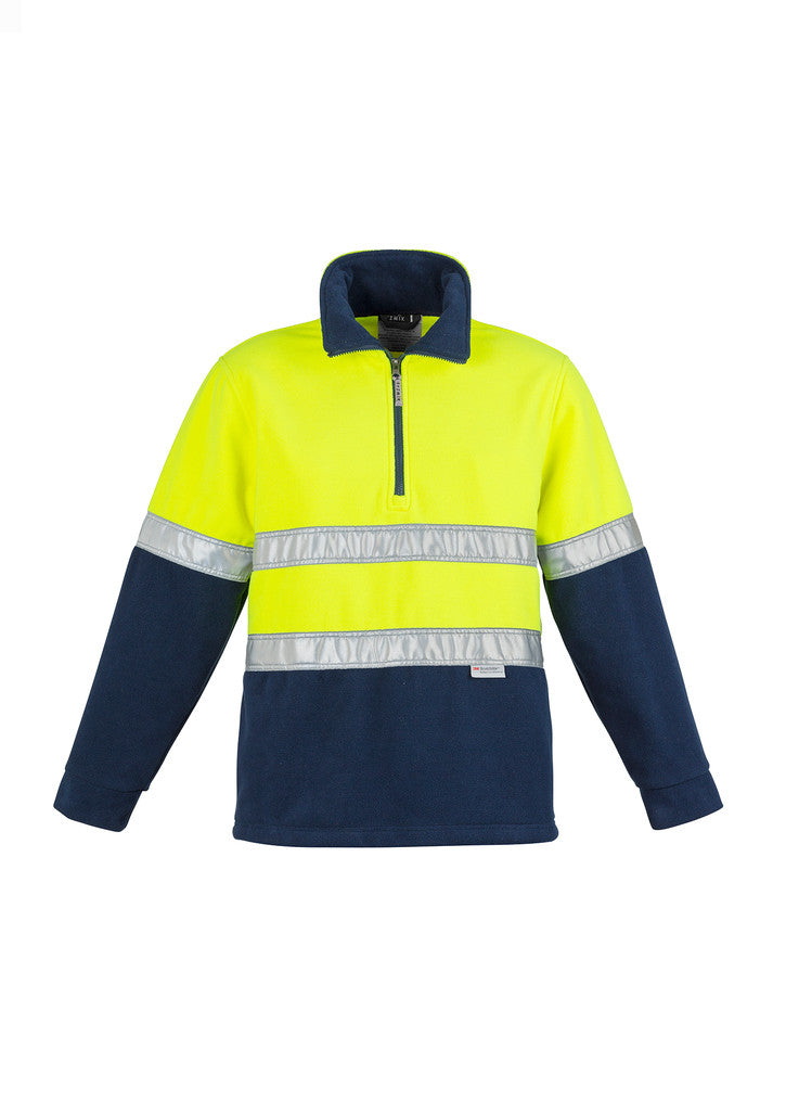 ACTIV EMBROIDERY DESIGNS. UNIFORMS. HI VIS FLEECE JUMPER HOOP TAPED. MENS.