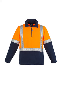 ACTIV EMBROIDERY DESIGNS. UNIFORMS. HI VIS FLEECE JUMPER SHOULDER TAPED. MENS.