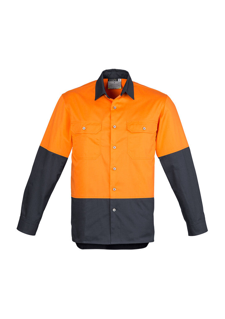 ACTIV EMBROIDERY DESIGNS. UNIFORMS. HI VIS SPLICED INDUSTRIAL SHIRT. MENS.