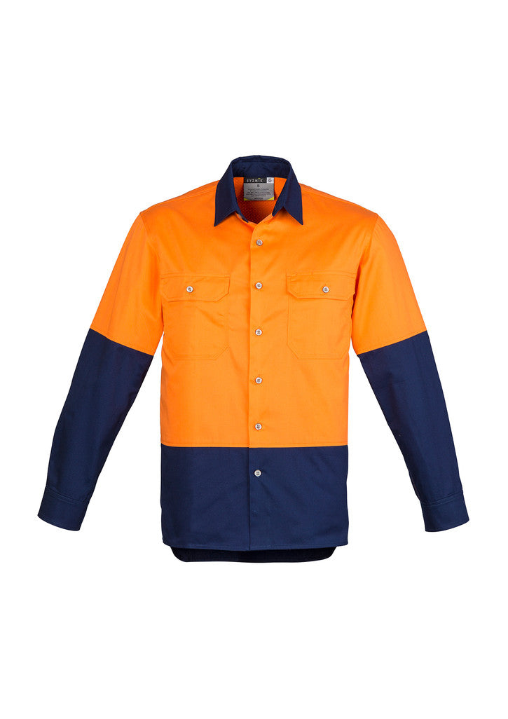 ACTIV EMBROIDERY DESIGNS. UNIFORMS. HI VIS SPLICED INDUSTRIAL SHIRT. MENS.