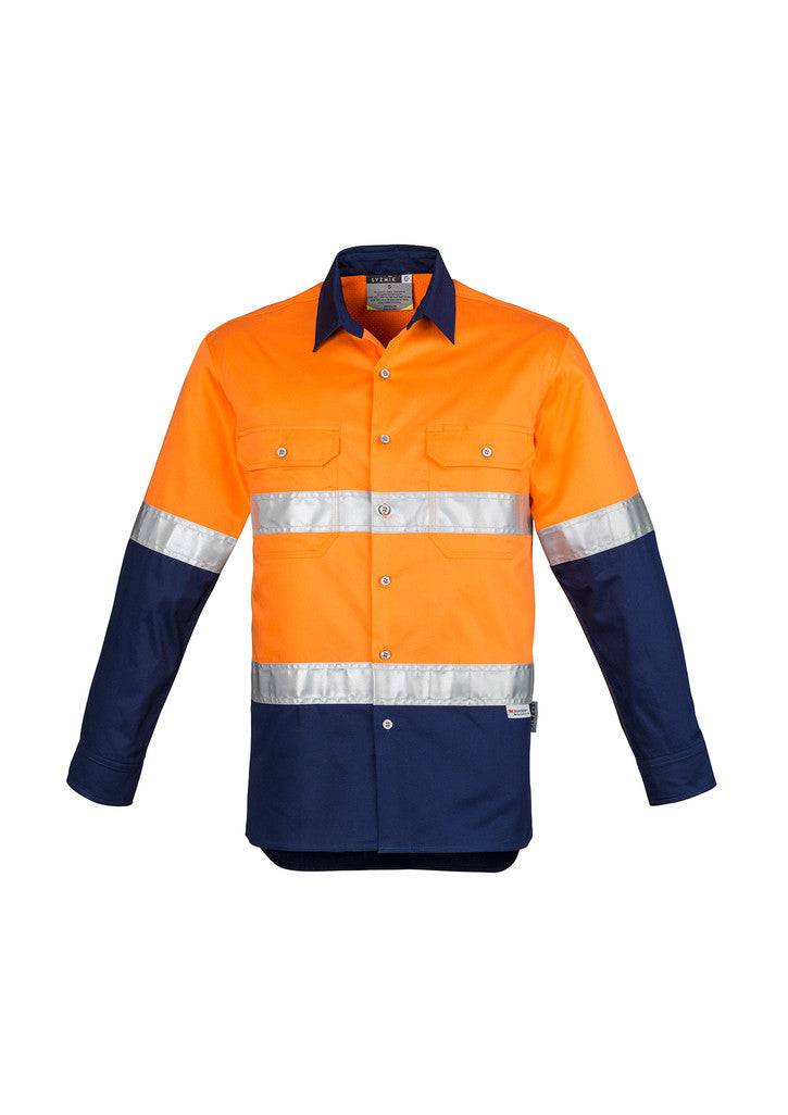 ACTIV EMBROIDERY DESIGNS. UNIFORMS. HI VIS SPLICED INDUSTRIAL SHIRT. MENS.