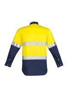 ACTIV EMBROIDERY DESIGNS. UNIFORMS. HI VIS SPLICED INDUSTRIAL SHIRT. MENS.