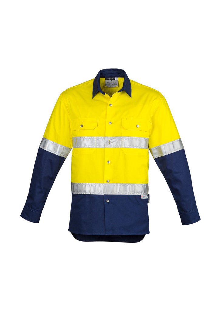 ACTIV EMBROIDERY DESIGNS. UNIFORMS. HI VIS SPLICED INDUSTRIAL SHIRT. MENS.