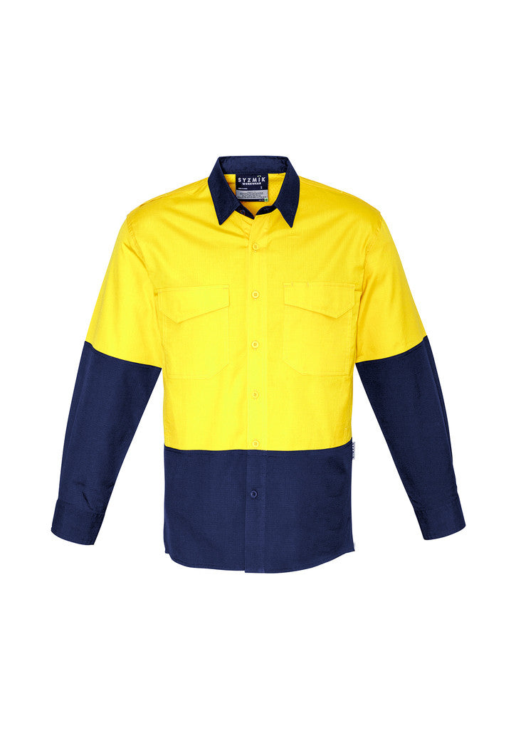 ACTIV EMBROIDERY DESIGNS. UNIFORMS. RUGGED COOLING HI VIS SPLICED SHIRT. MENS.