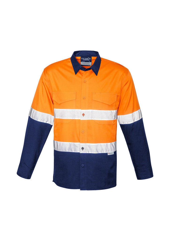 ACTIV EMBROIDERY DESIGNS. UNIFORMS. RUGGED COOLING TAPED HI VIS SPLICED SHIRT. MENS.